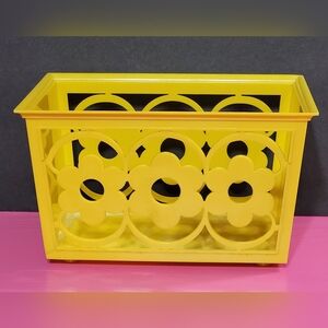 Vintage Yellow Floral Cutout Plastic Napkin Holder